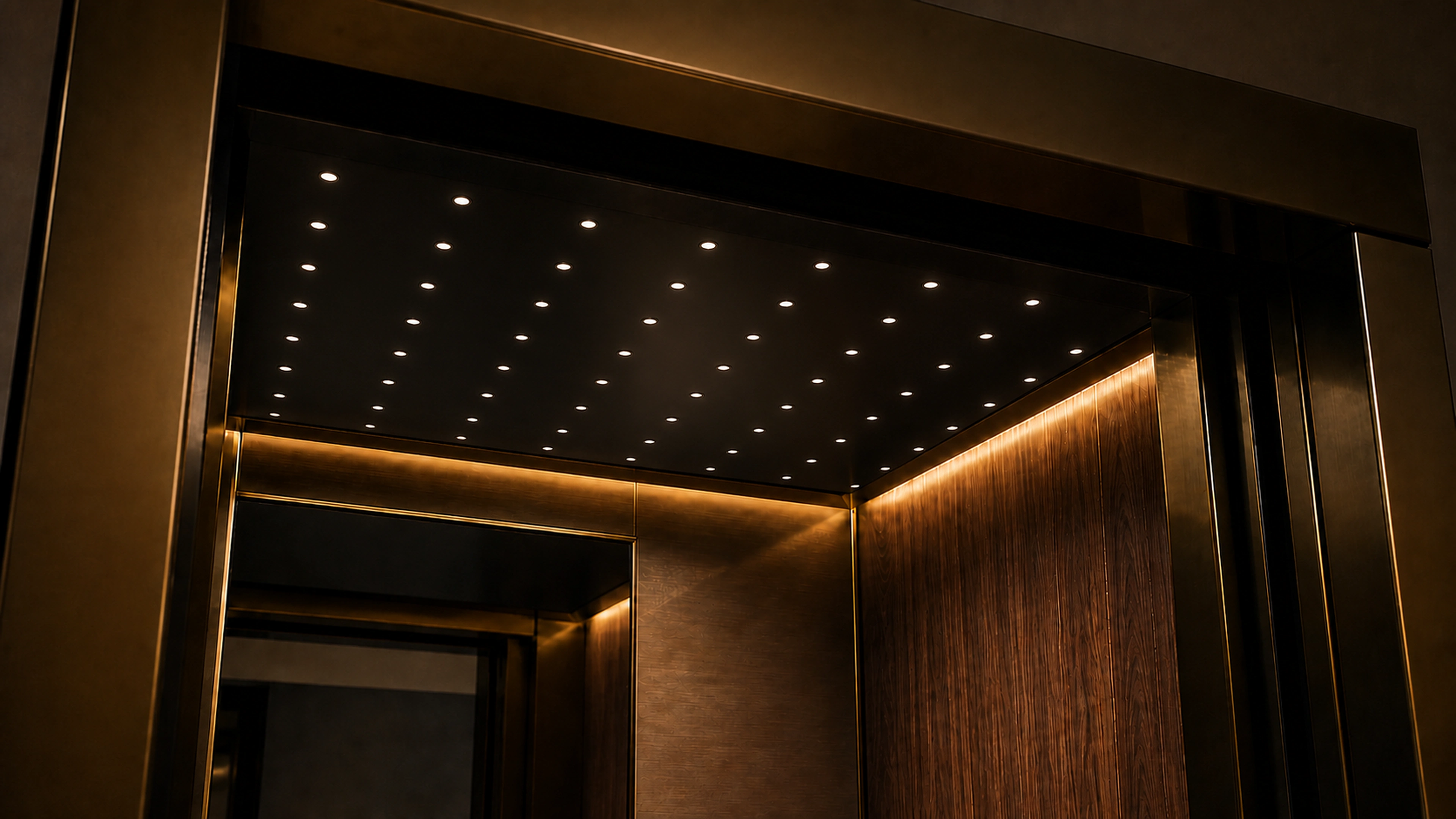 Grid Mini Downlights ceiling treatment inside an Alto cabin