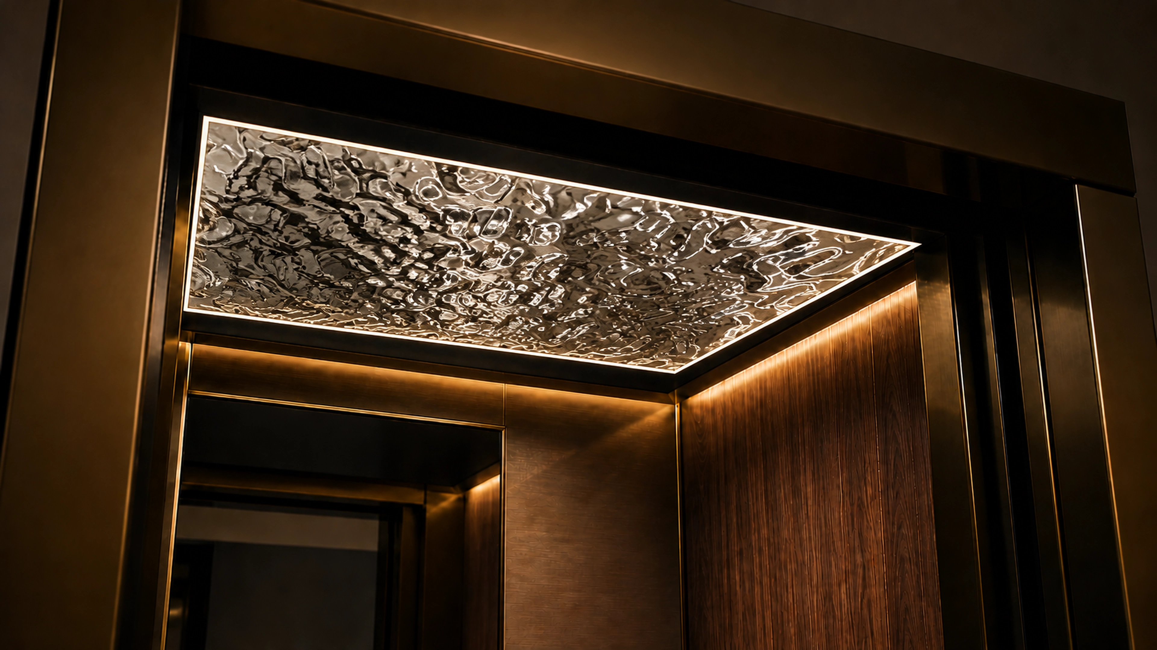 Water Ripple Effect ceiling treatment inside an Alto cabin